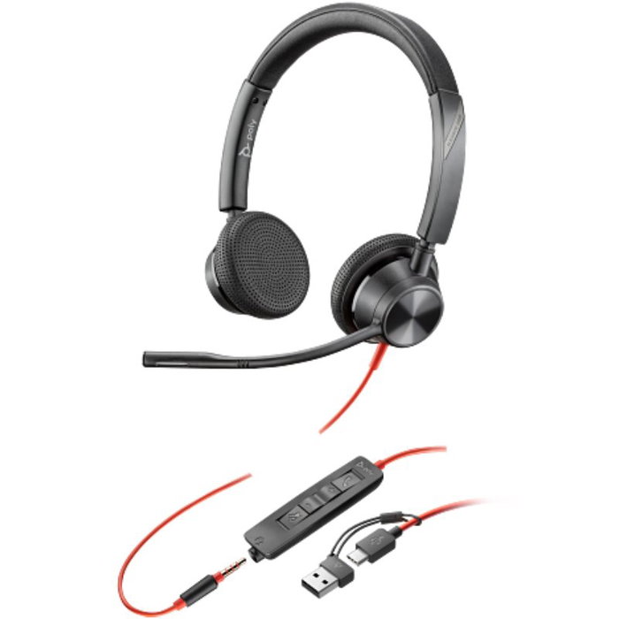 HP Blackwire 3325 Auriculares Estéreo USB-C, 3,5 mm y Adaptador USB-A/C, Negro HP Blackwire 3325 Auriculares Estéreo USB-C, 3,5 mm y Adaptador USB-A/C, Negro